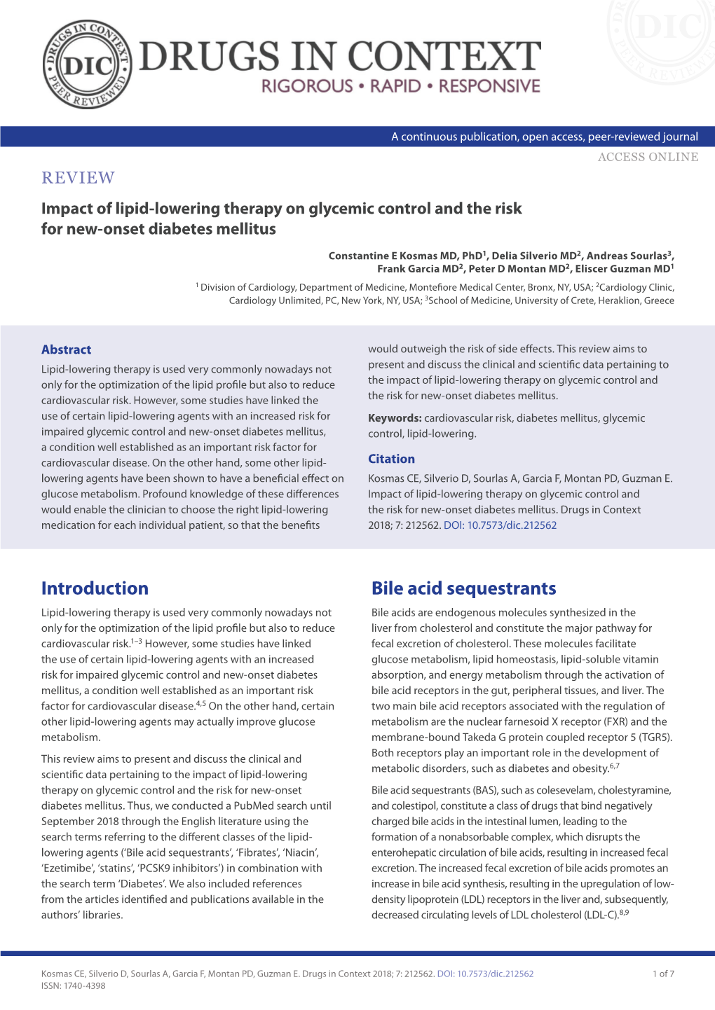 Introduction Bile Acid Sequestrants