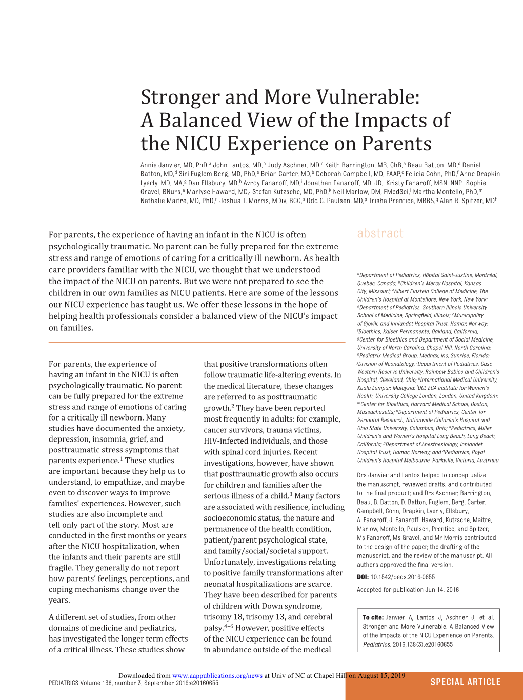 Stronger and More Vulnerable: a Balanced View of the Impacts of the NICU Experience on Parents
