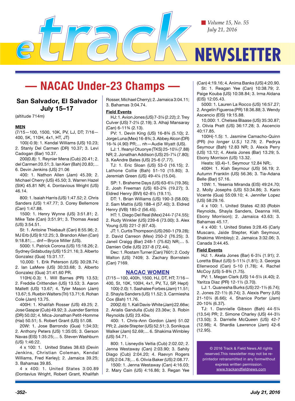 — NACAC Under-23 Champs — St: 1