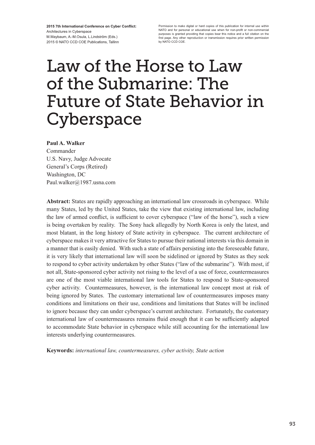 The Future of State Behavior in Cyberspace