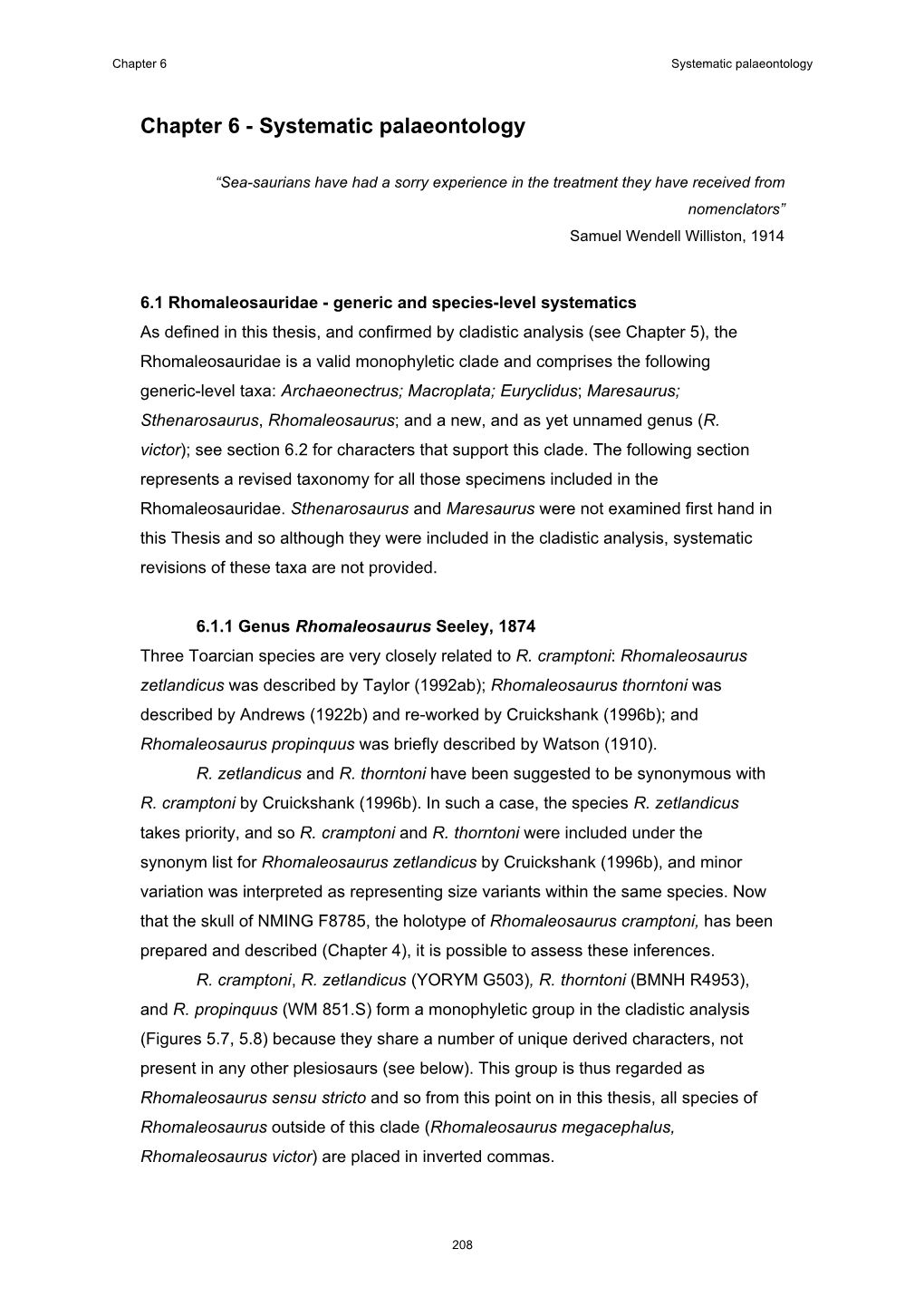 Chapter 6 Systematic Palaeontology