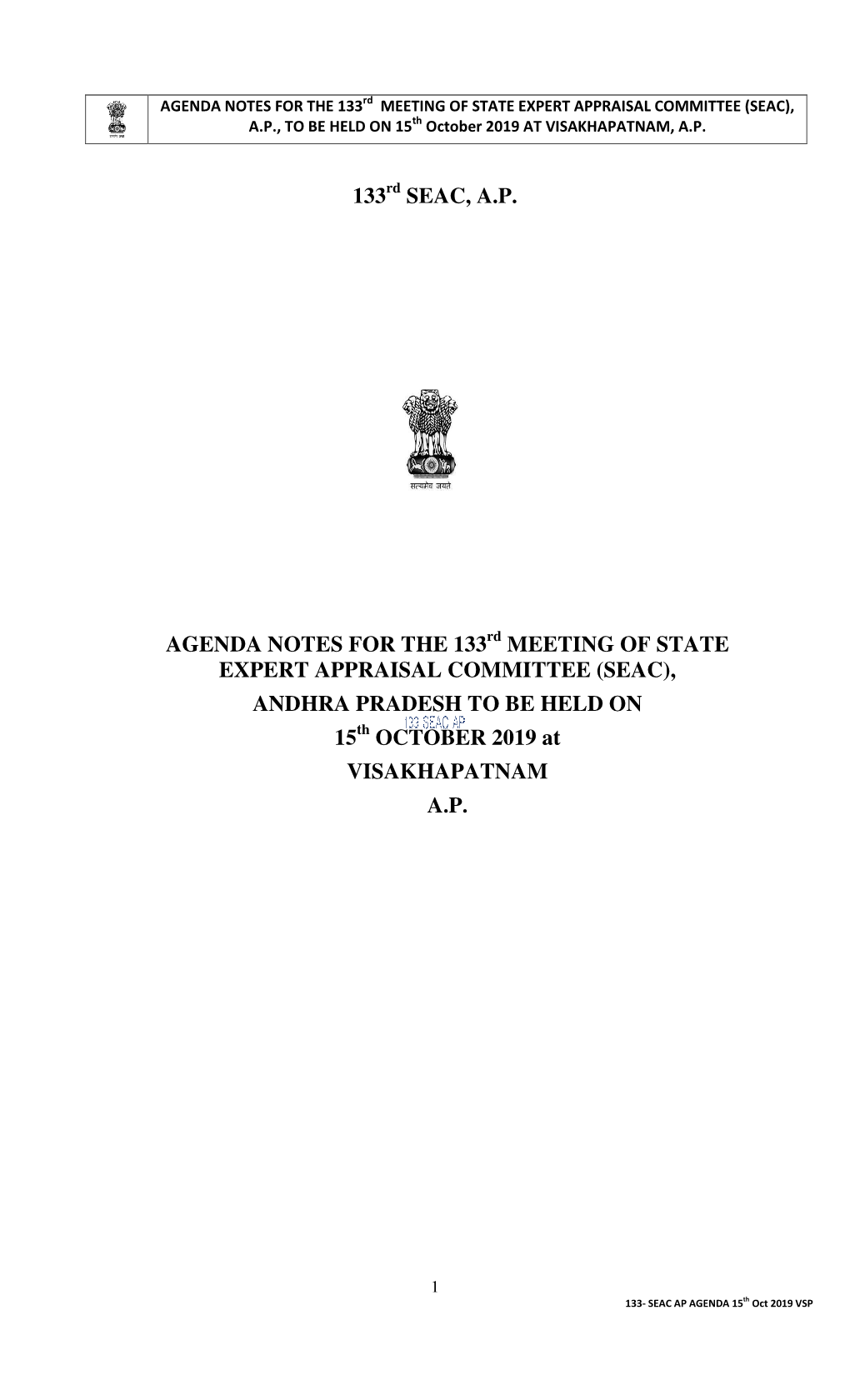 (Seac), Andhra Pradesh to Be Held on 15 Oc