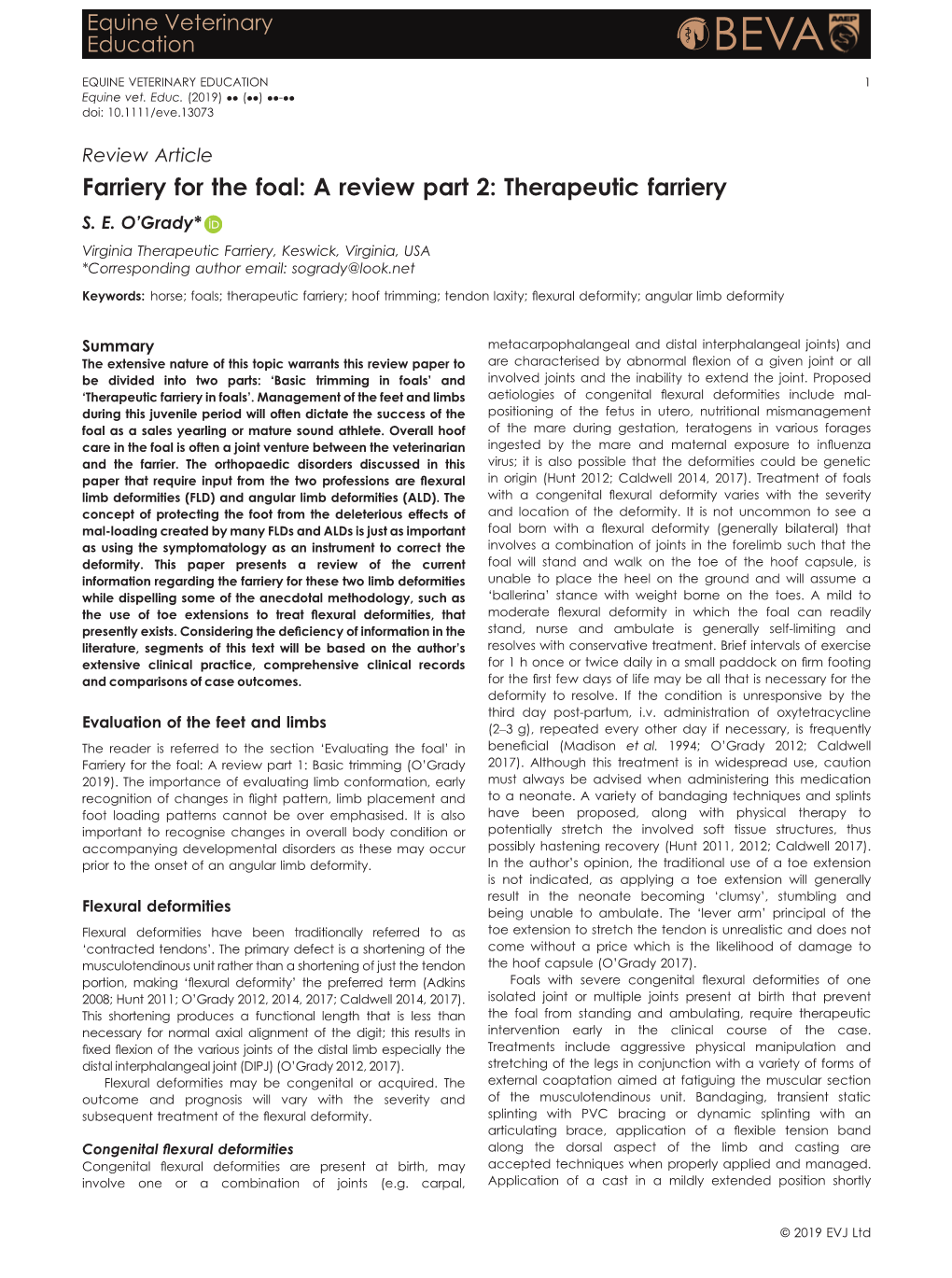 Farriery for the Foal: a Review Part 2: Therapeutic Farriery S