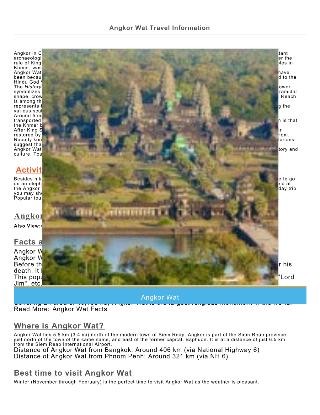 Angkor Wat Travel Information
