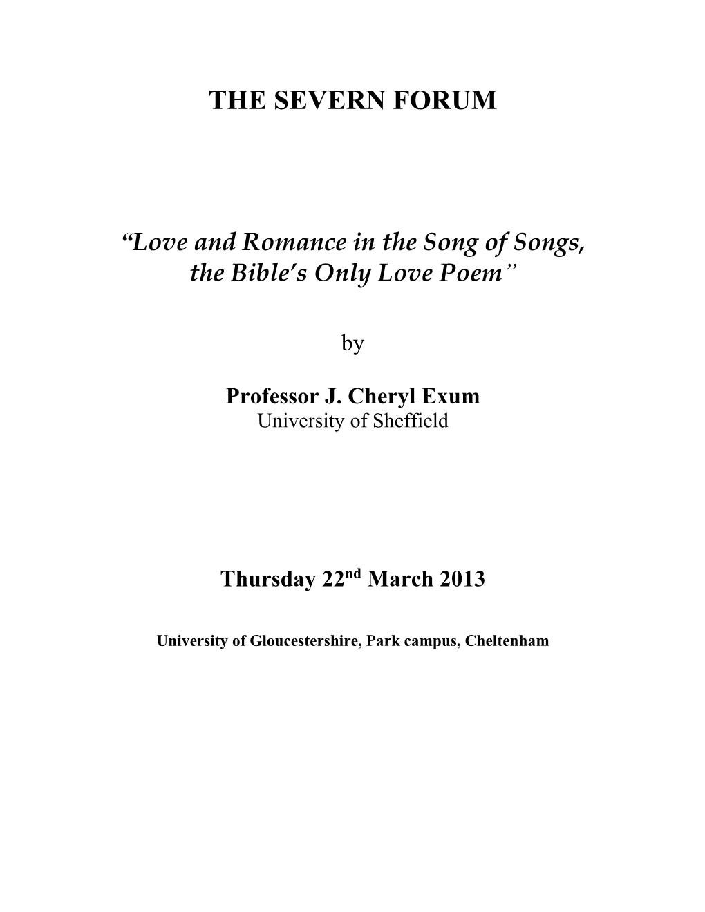 The Poetic Genius of the Song of Songs, the Bible's Only Love Poem