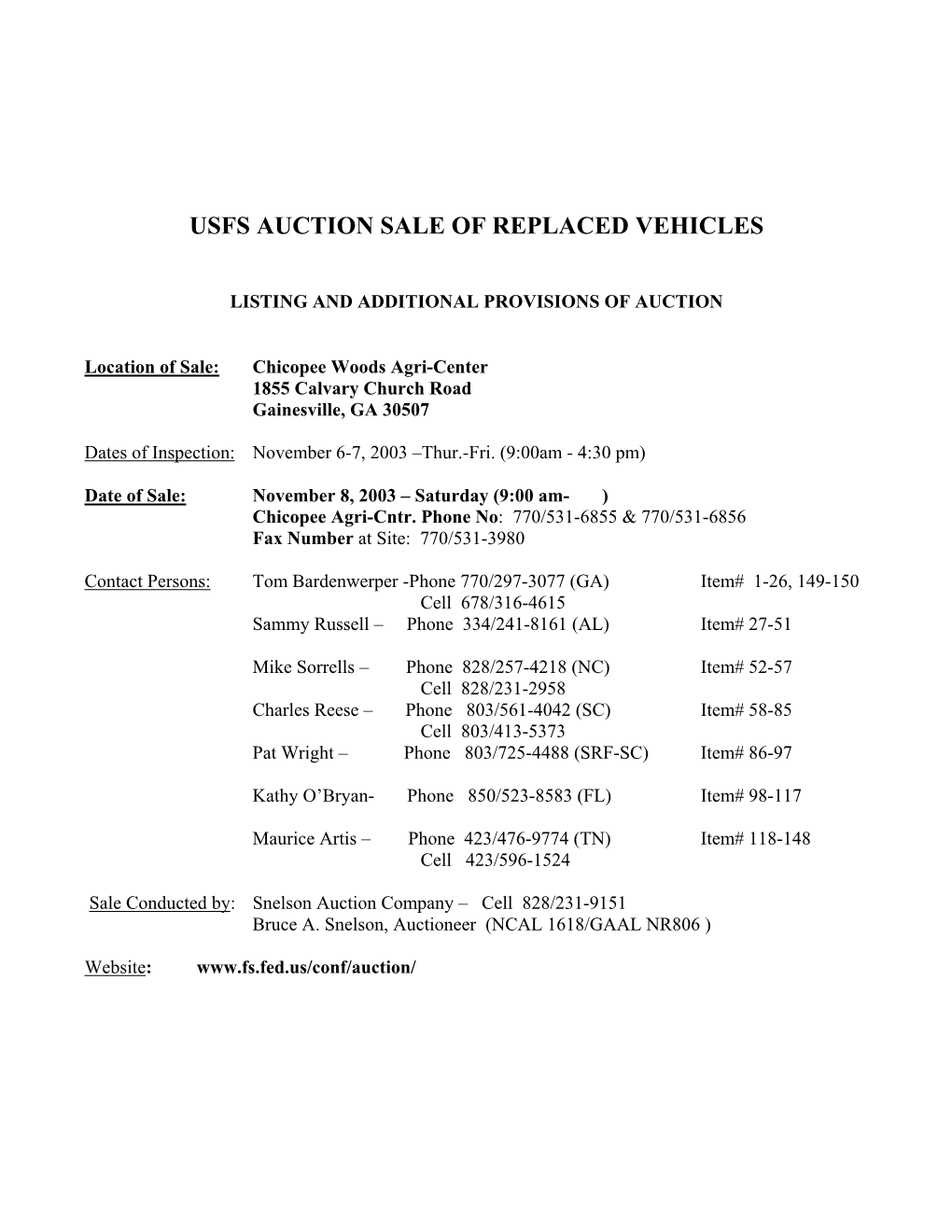 Forest Service Vehicle Auction