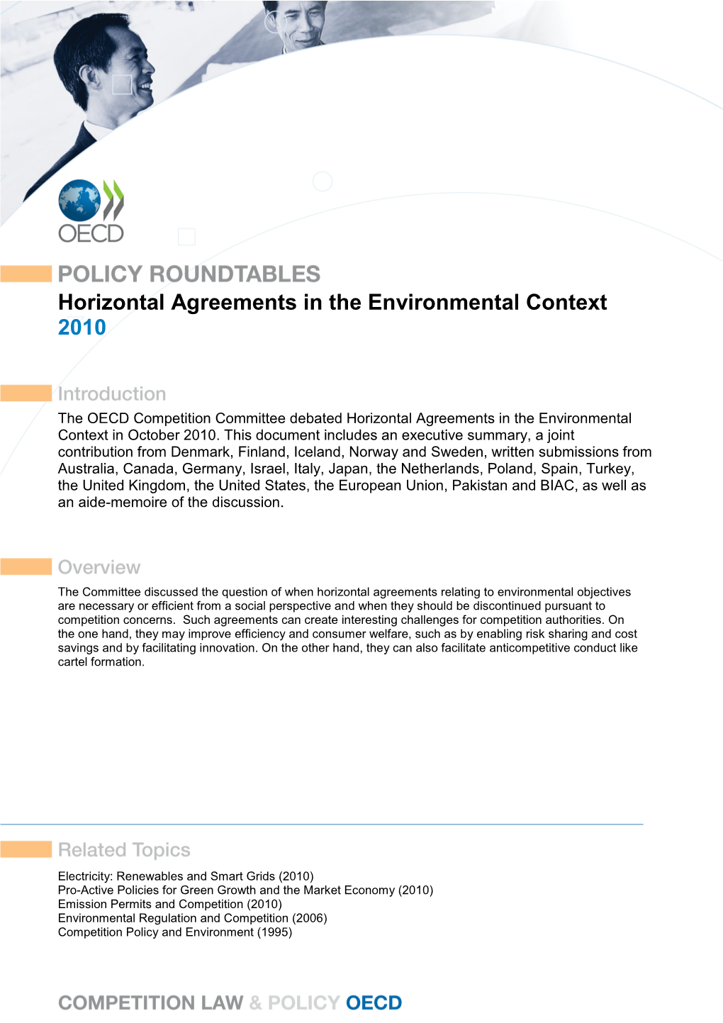 Horizontal Agreements in the Environmental Context 2010