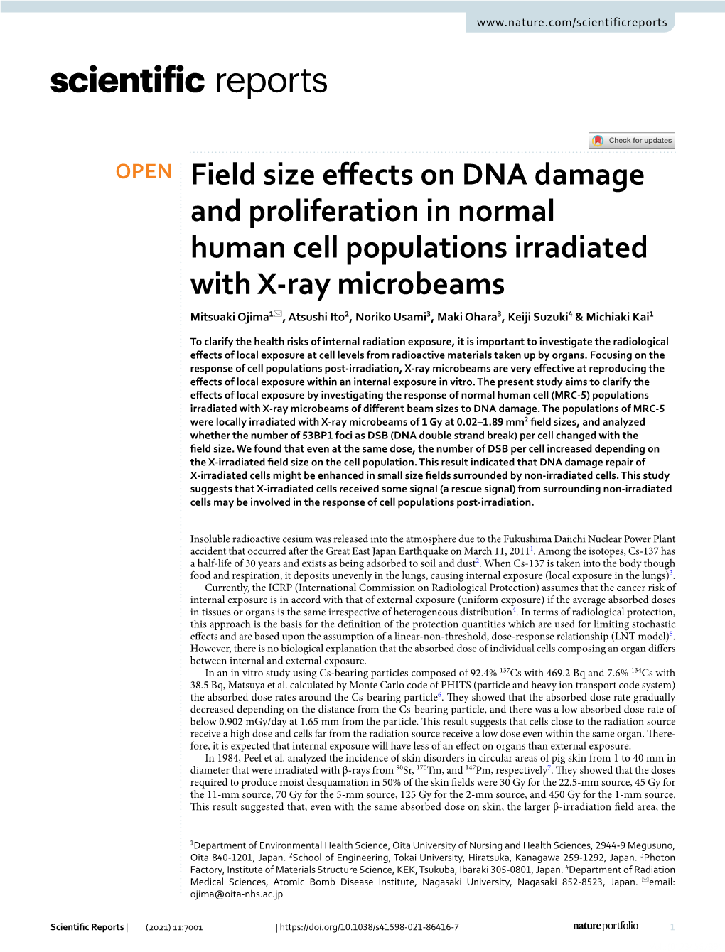 Field Size Effects on DNA Damage and Proliferation in Normal Human Cell