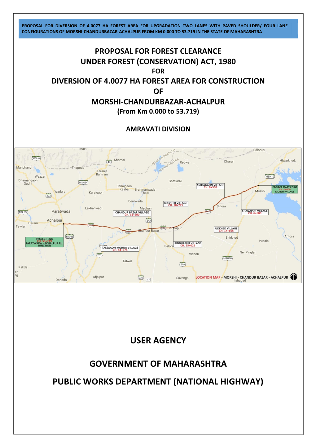 Proposal for Diversion of 4.0077 Ha Forest Area For