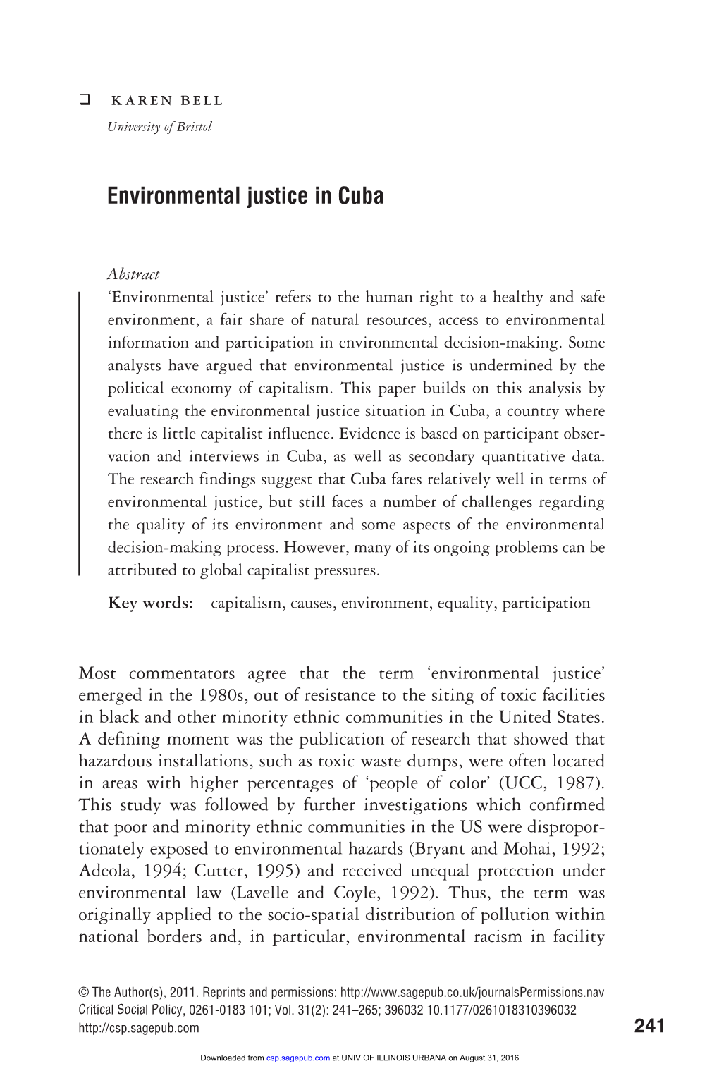 Environmental Justice in Cuba