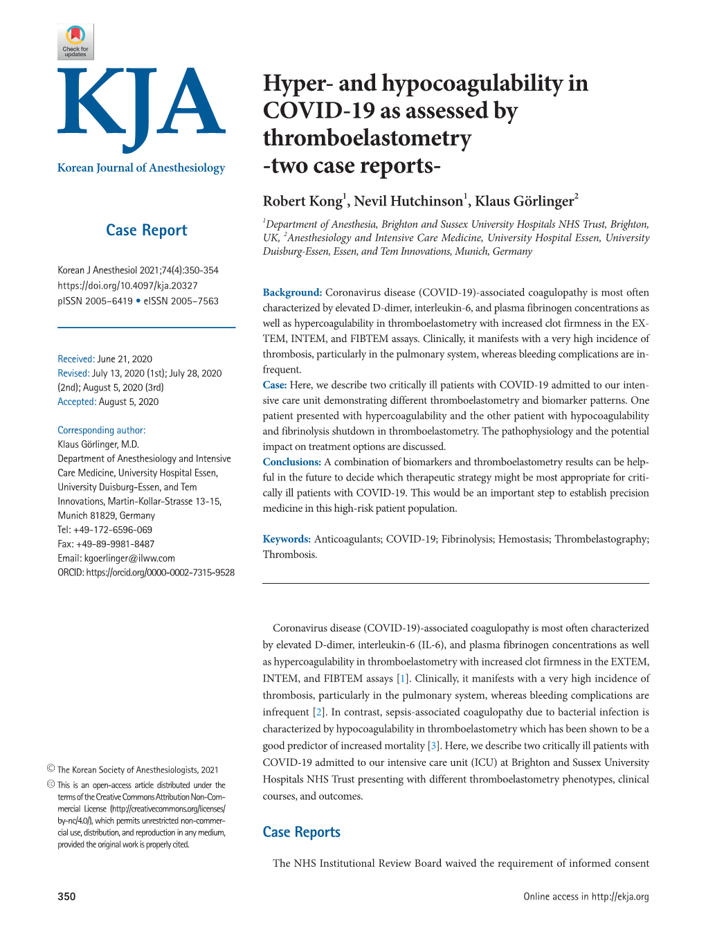 And Hypocoagulability in COVID-19 As Assessed by Thromboelastometry