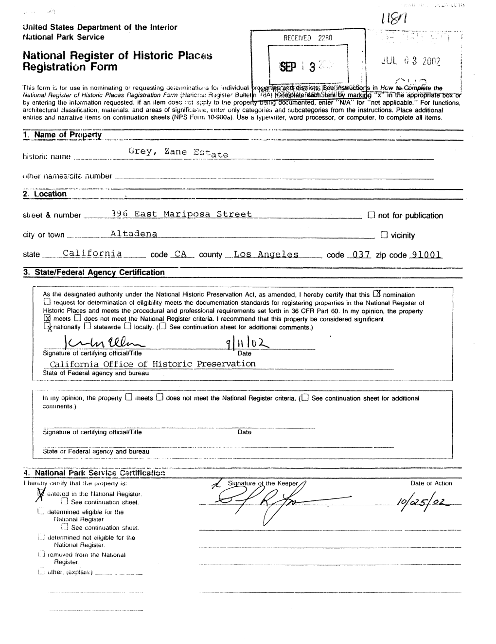 National Register of Historic Places Continuation Sheet