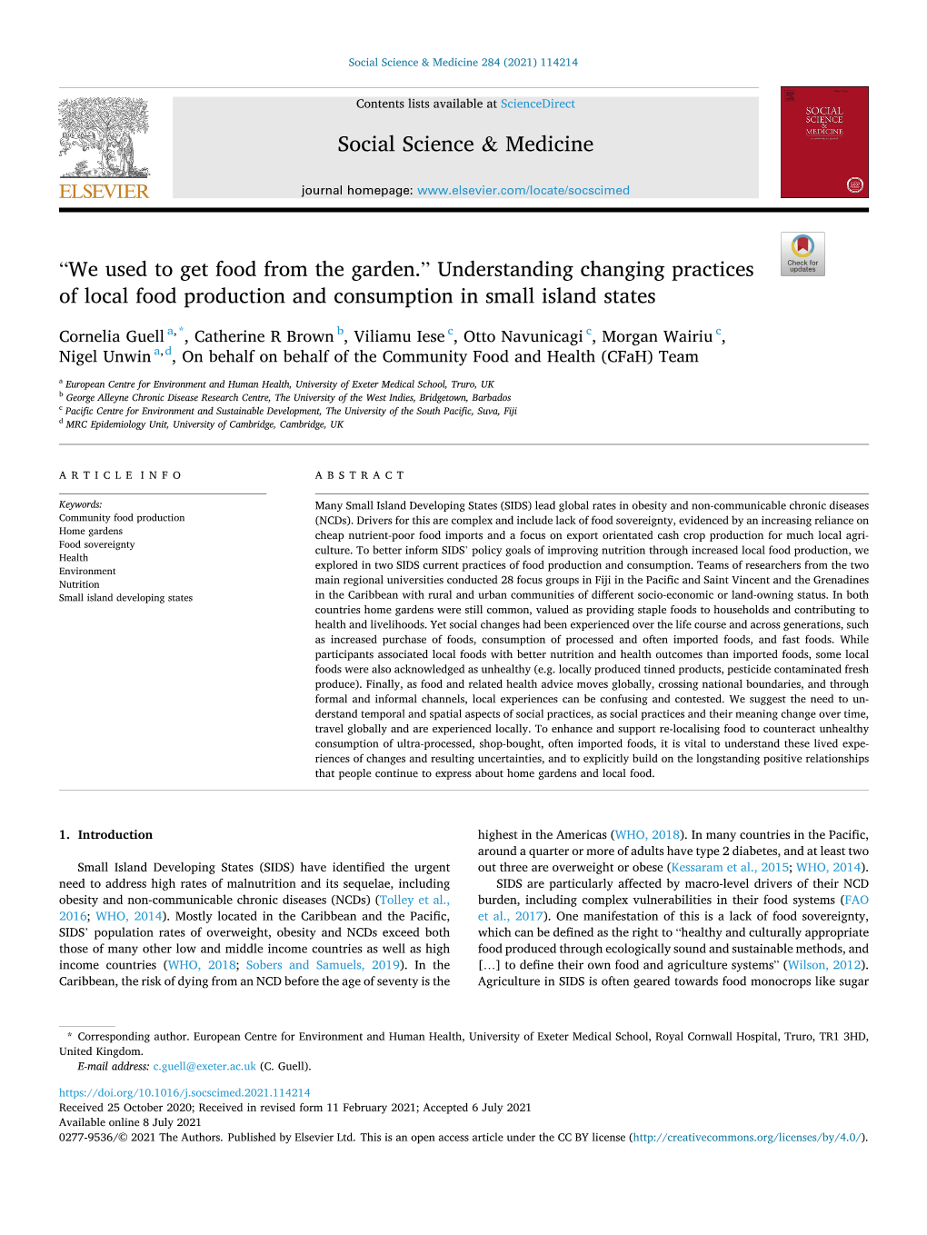 Understanding Changing Practices of Local Food Production and Consumption in Small Island States