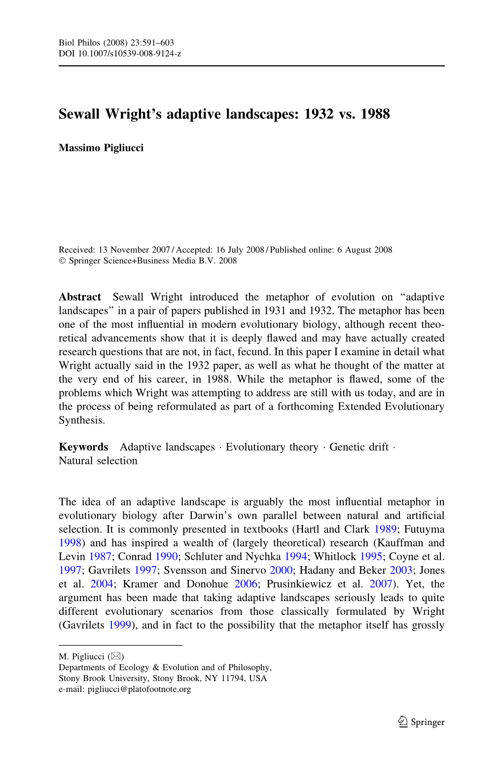 Sewall Wright's Adaptive Landscapes