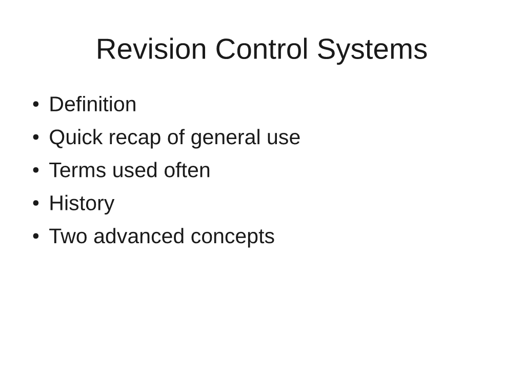 Revision Control Systems