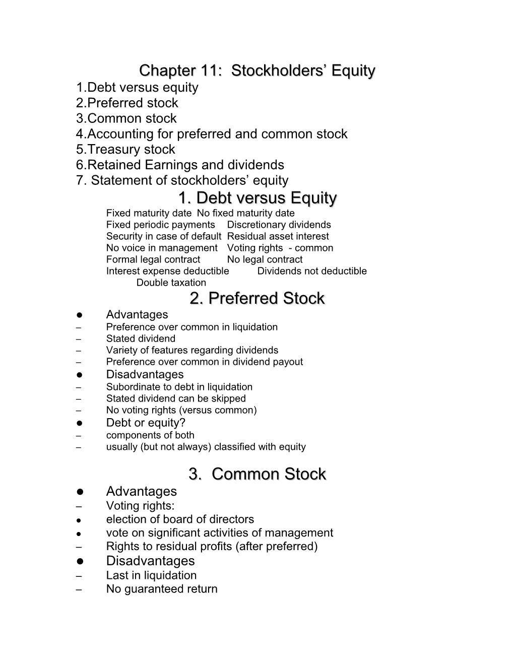 Chapter 11: Stockholders Equity