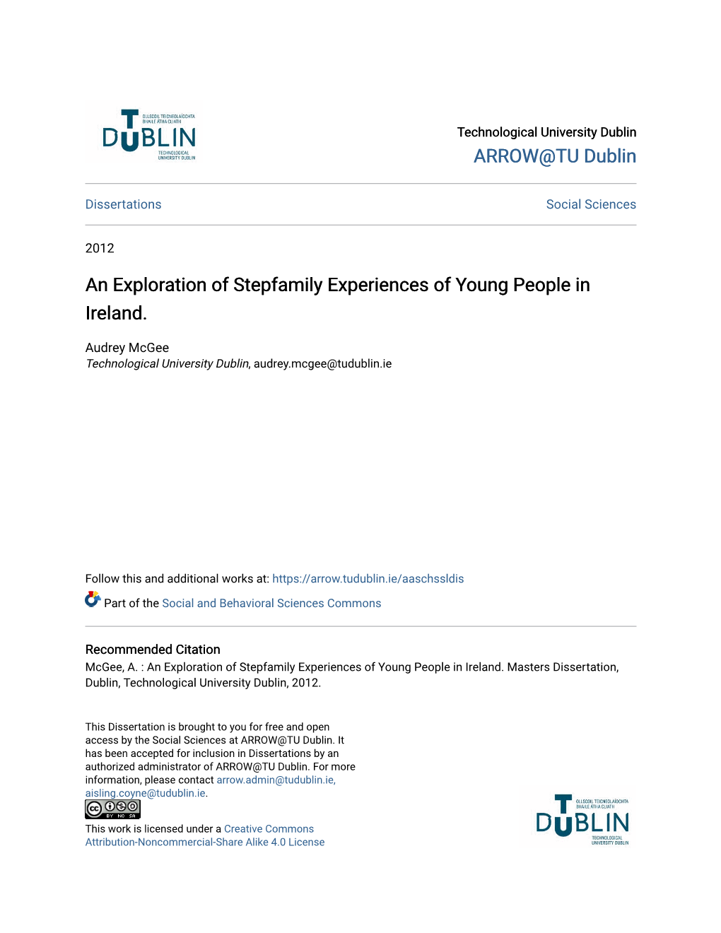An Exploration of Stepfamily Experiences of Young People in Ireland