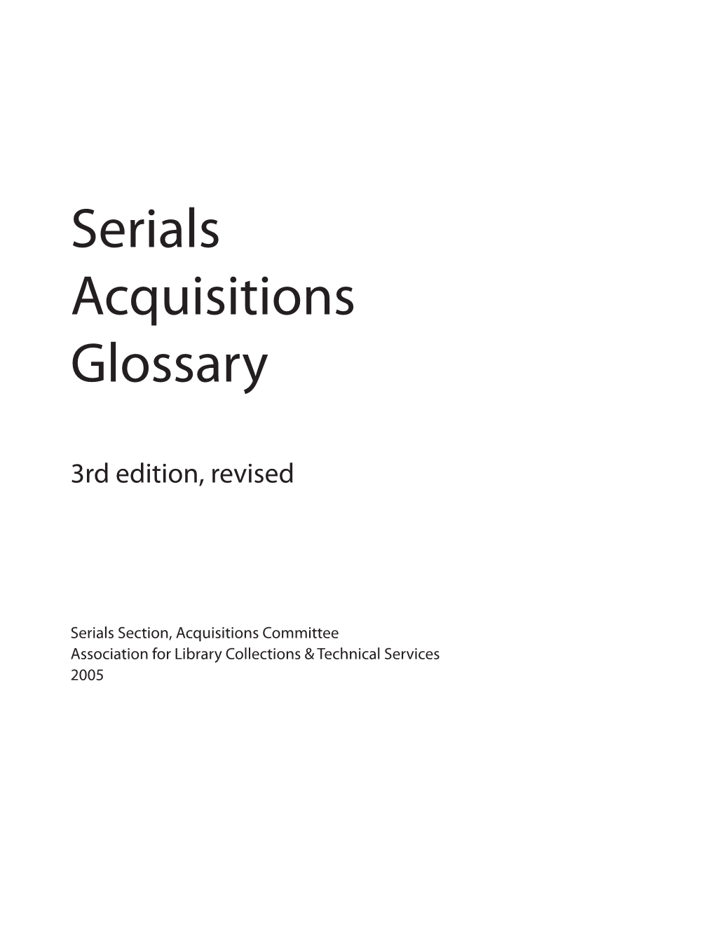 Serials Acquisitions Glossary