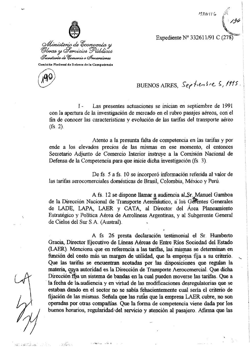 Expediente N° 332611/91 C (278)" BUENOS AIRES, Sef / ' ^ ^ ^ ^ Ws I