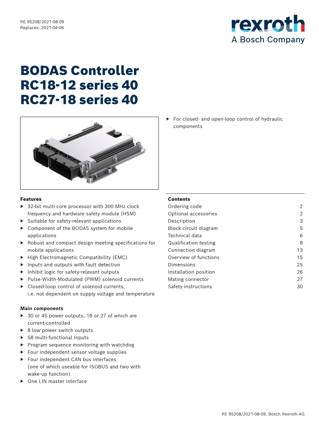 BODAS Controller RC18-12 Series 40 RC27-18 Series 40