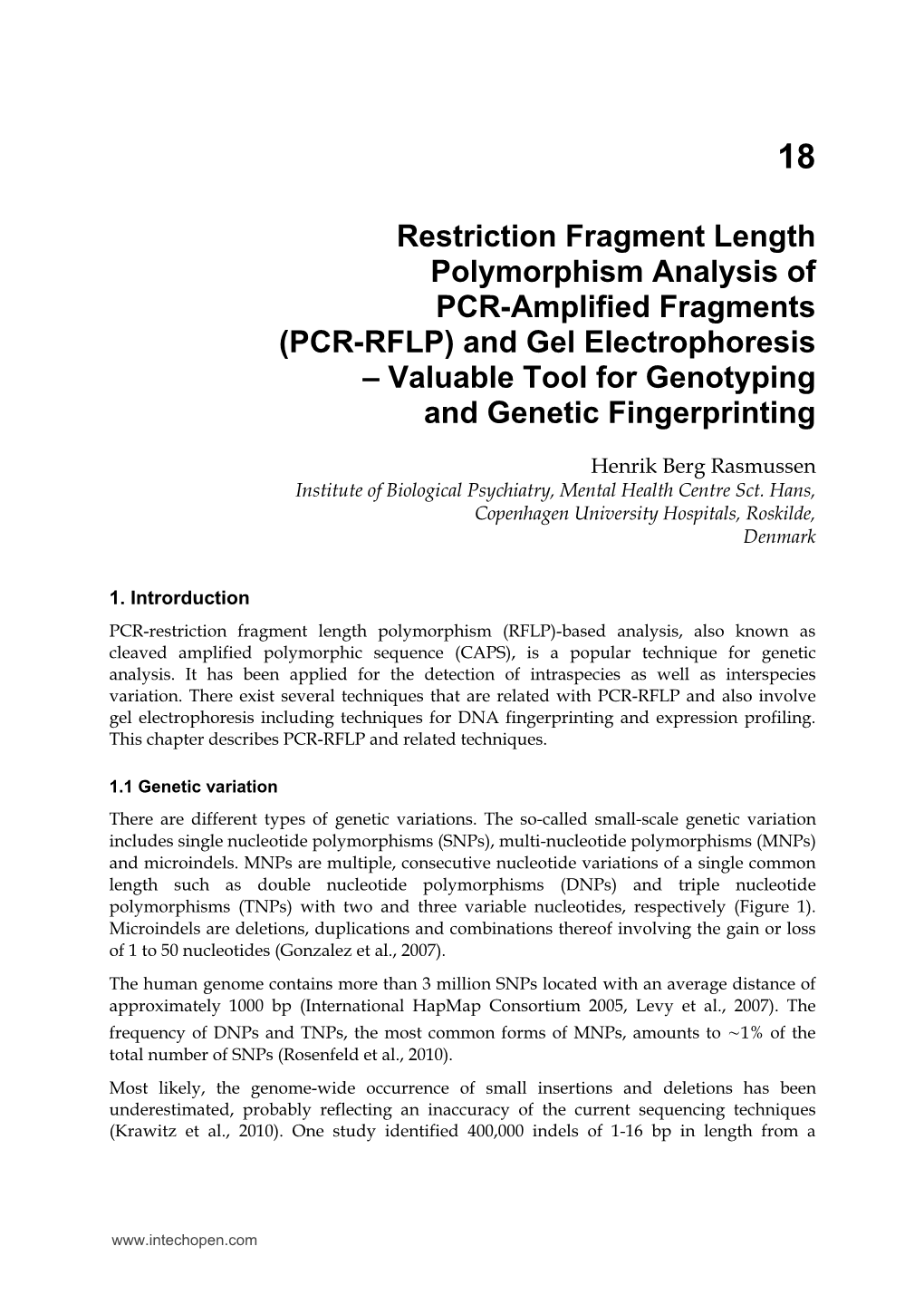 (PCR-RFLP) and Gel Electrophoresis – Valuable Tool for Genotyping and Genetic Fingerprinting