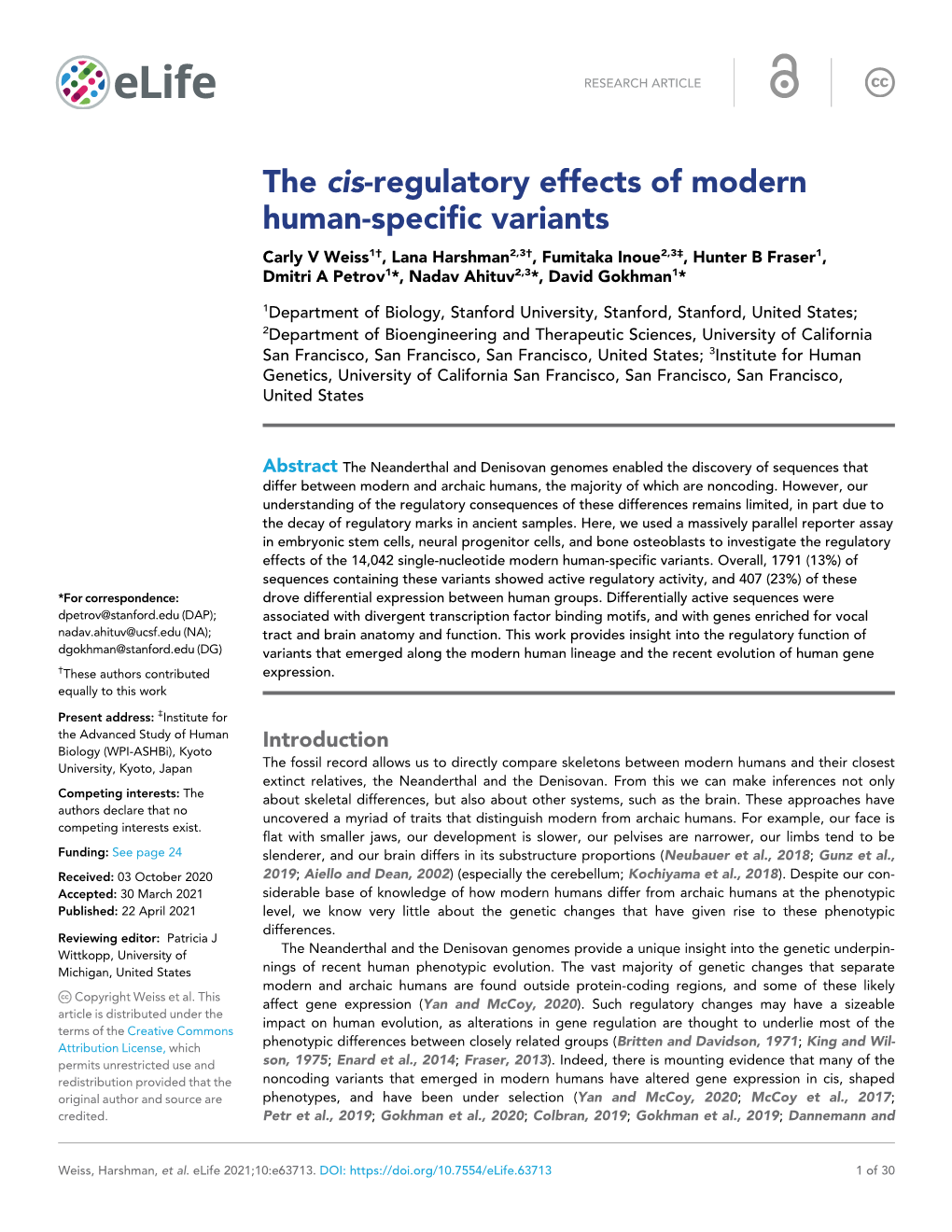 The Cis-Regulatory Effects of Modern Human-Specific Variants