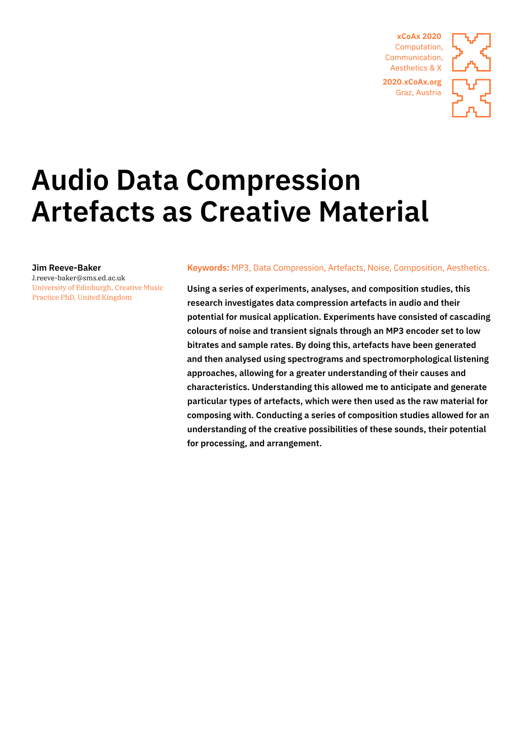 Audio Data Compression Artefacts As Creative Material
