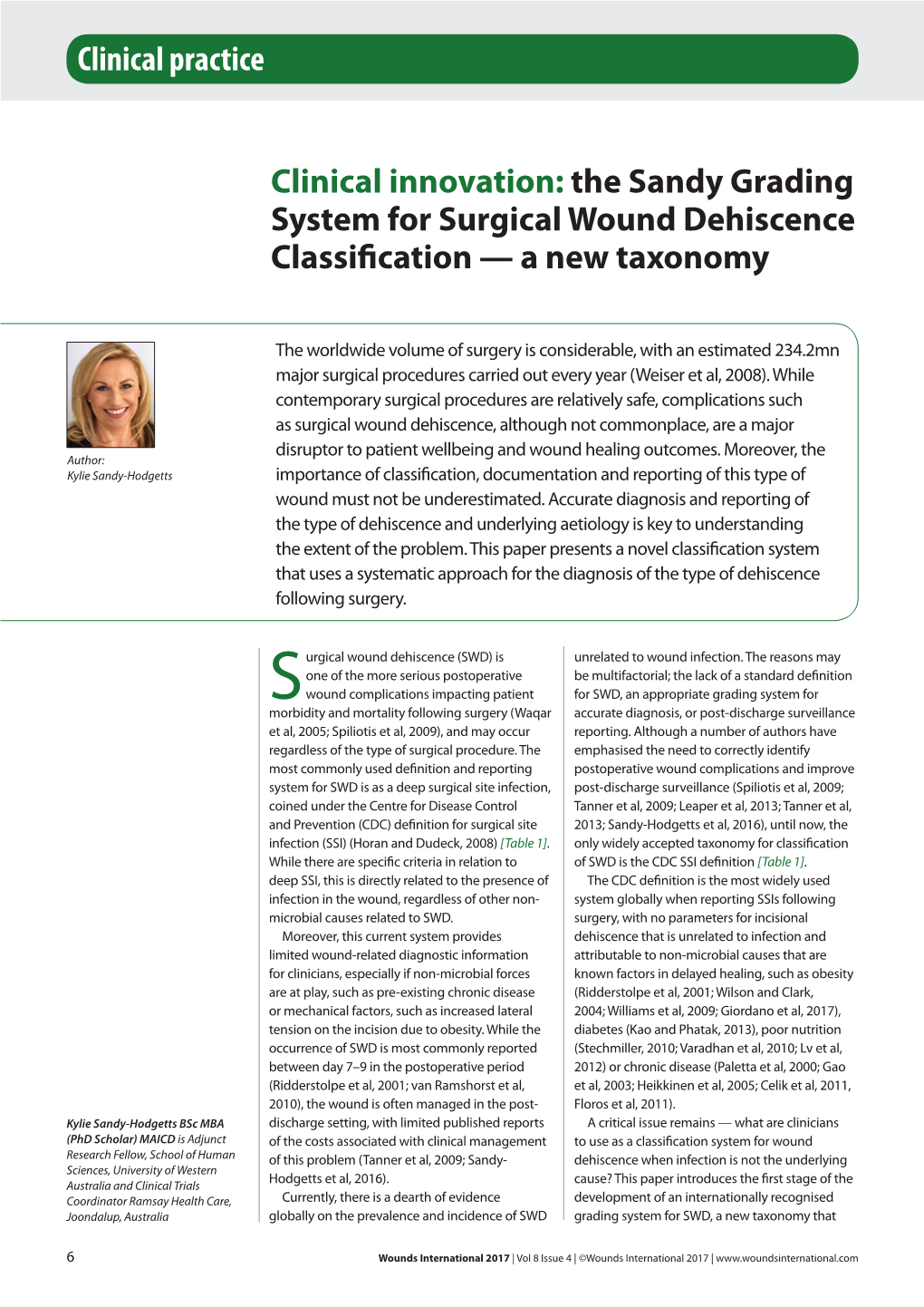 System for Surgical Wound Dehiscence Classification — a New Taxonomy