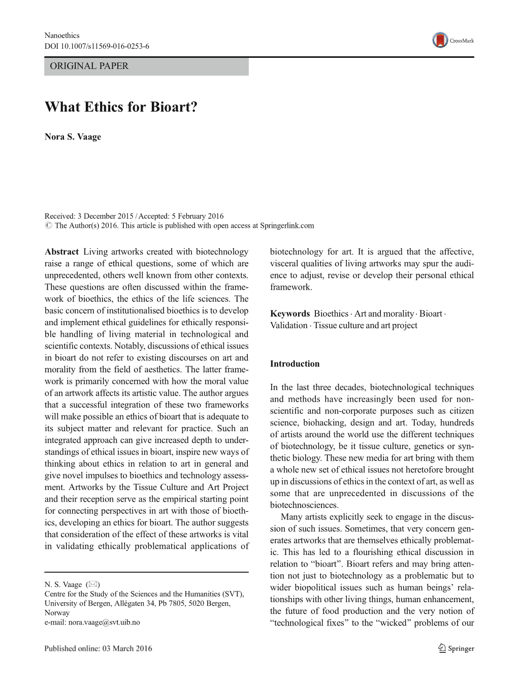 What Ethics for Bioart?