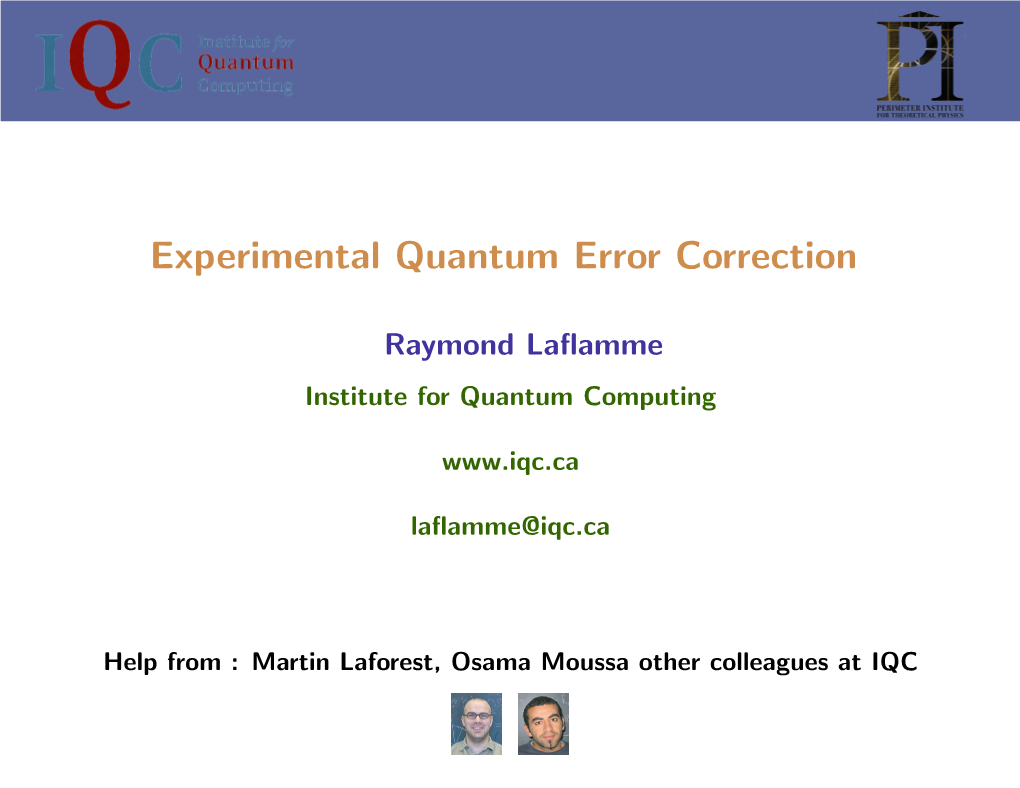 Experimental Quantum Error Correction