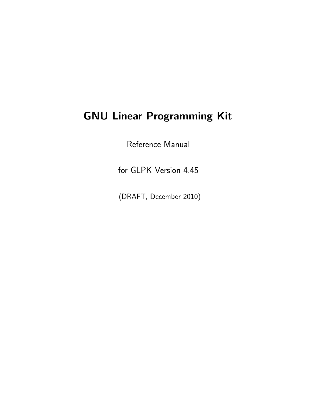 GNU Linear Programming Kit