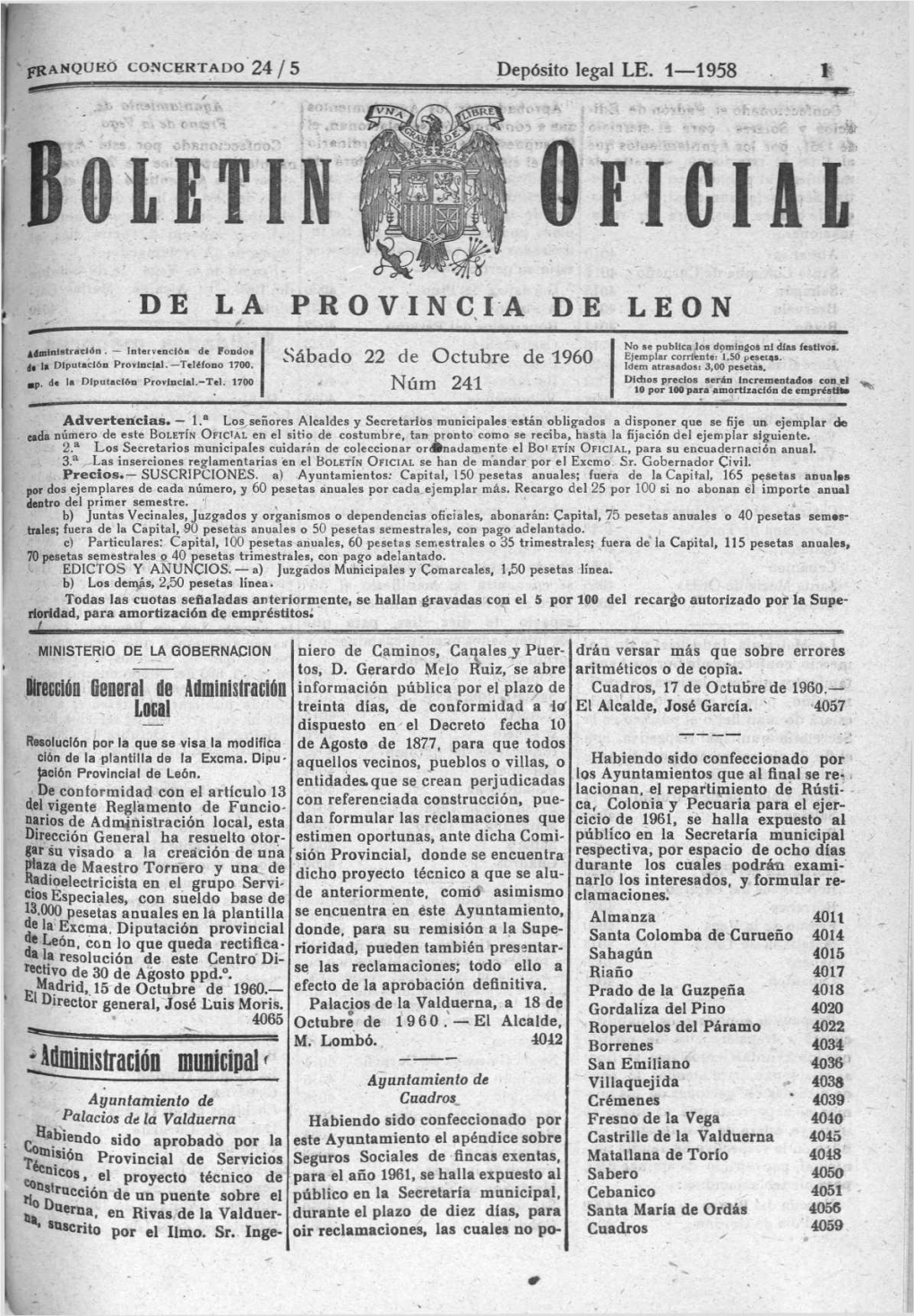 DE LA PROVINCIA DE LEON Administración