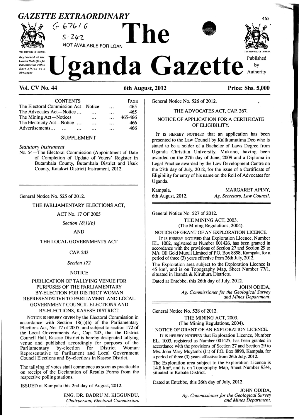 —Uganda Gazettepublished