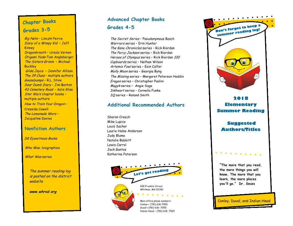 Chapter Books Grades 3-5 Advanced Chapter