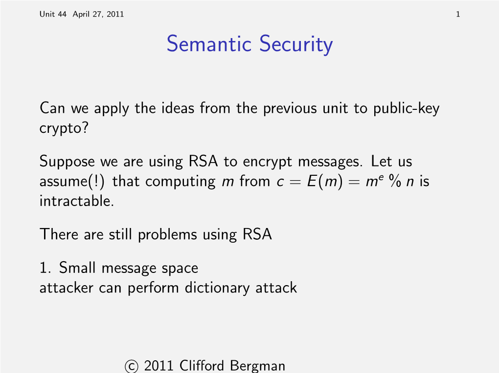 Semantic Security