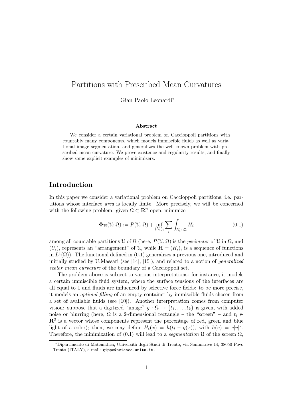 Partitions with Prescribed Mean Curvatures