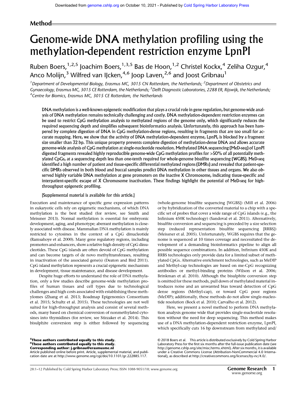 Genome-Wide DNA Methylation Profiling Using the Methylation-Dependent Restriction Enzyme Lpnpi