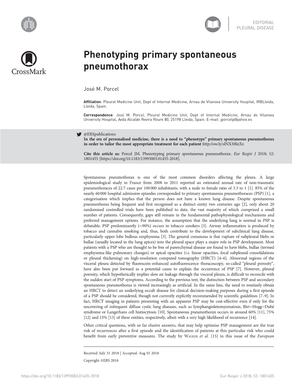 Phenotyping Primary Spontaneous Pneumothorax