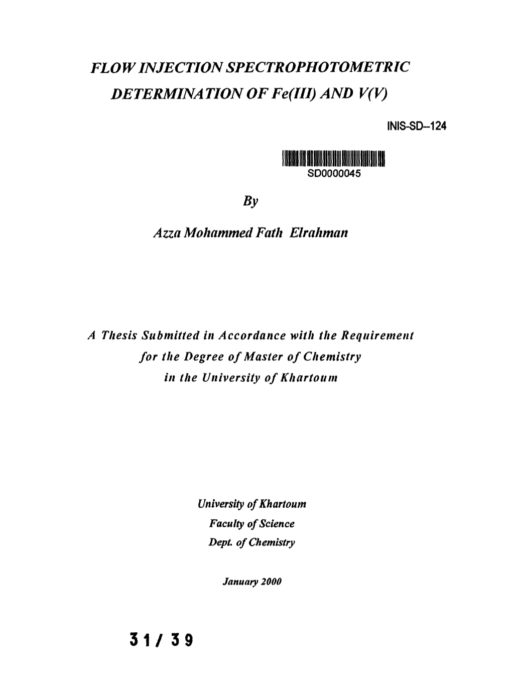 Flow Injection Spectrophotometric Determination of Fe(III) and V(V)