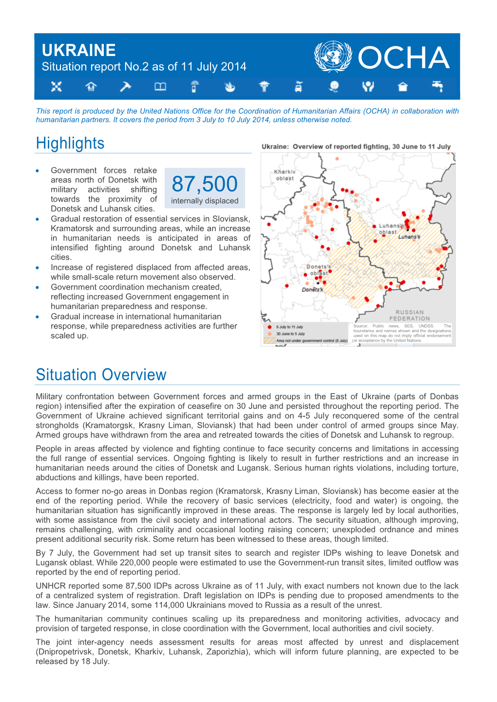 Highlights Situation Overview UKRAINE