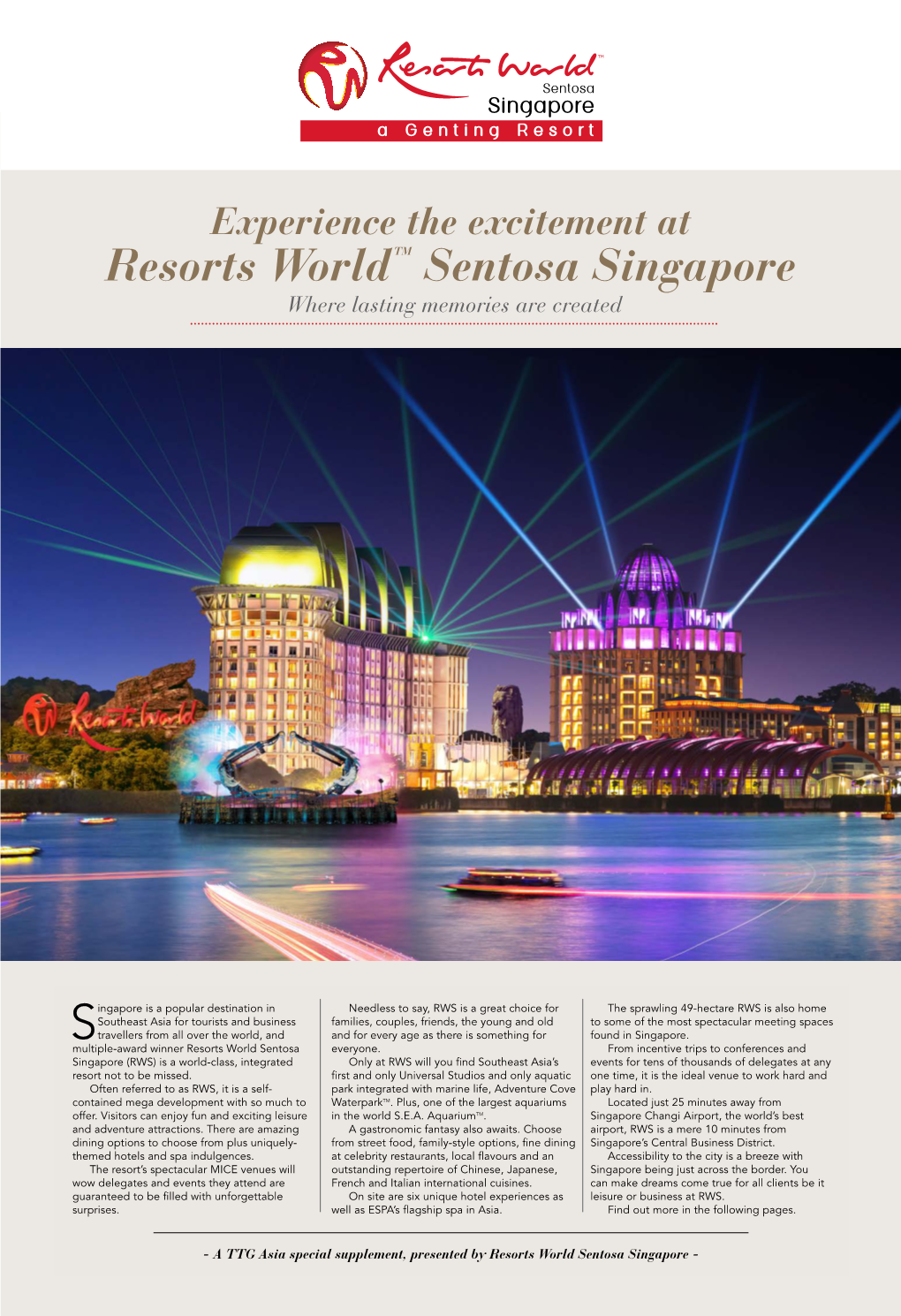 TTG Asia Special Supplement by Resorts World Sentosa Singapore