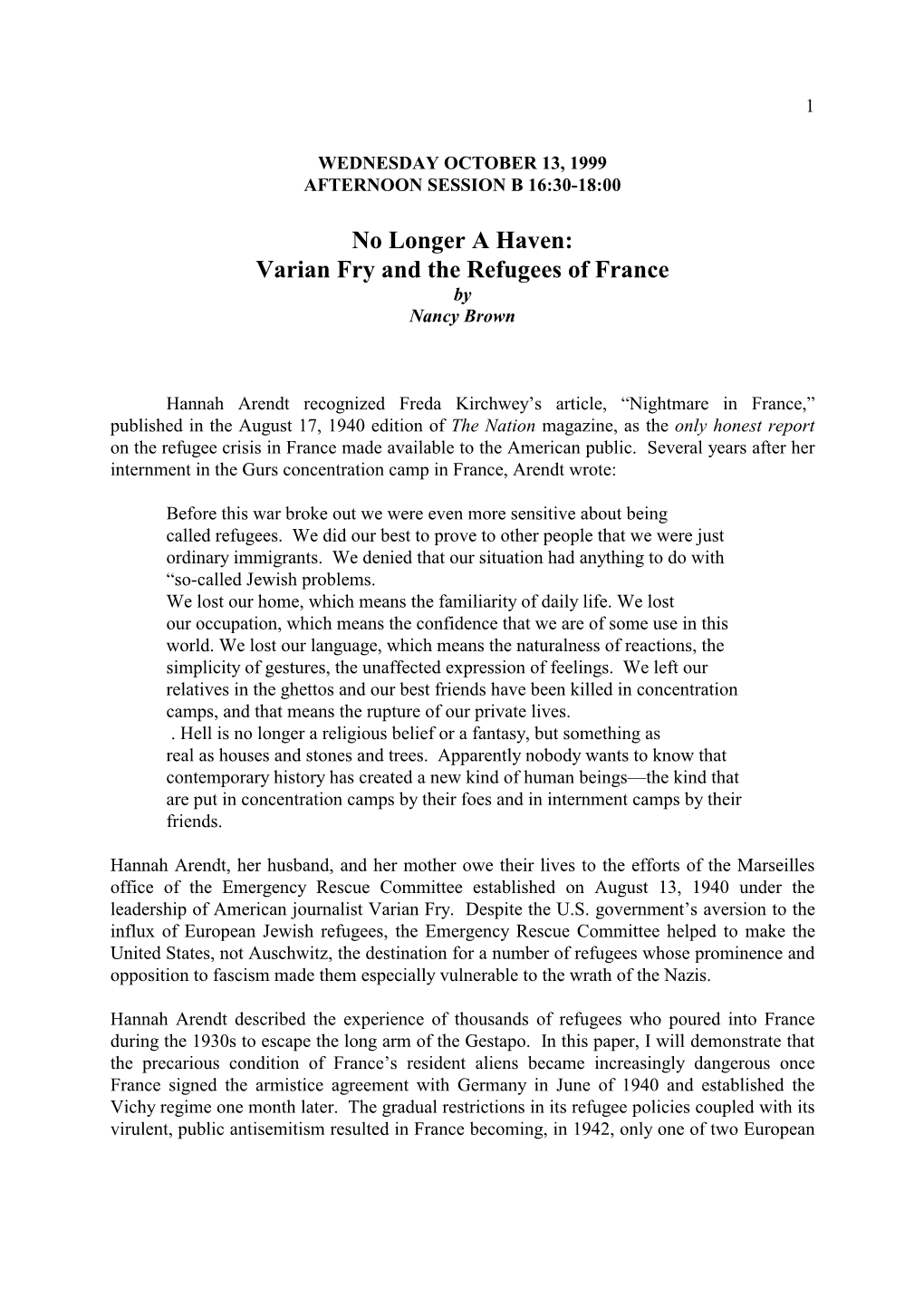 Varian Fry and the Refugees of France by Nancy Brown