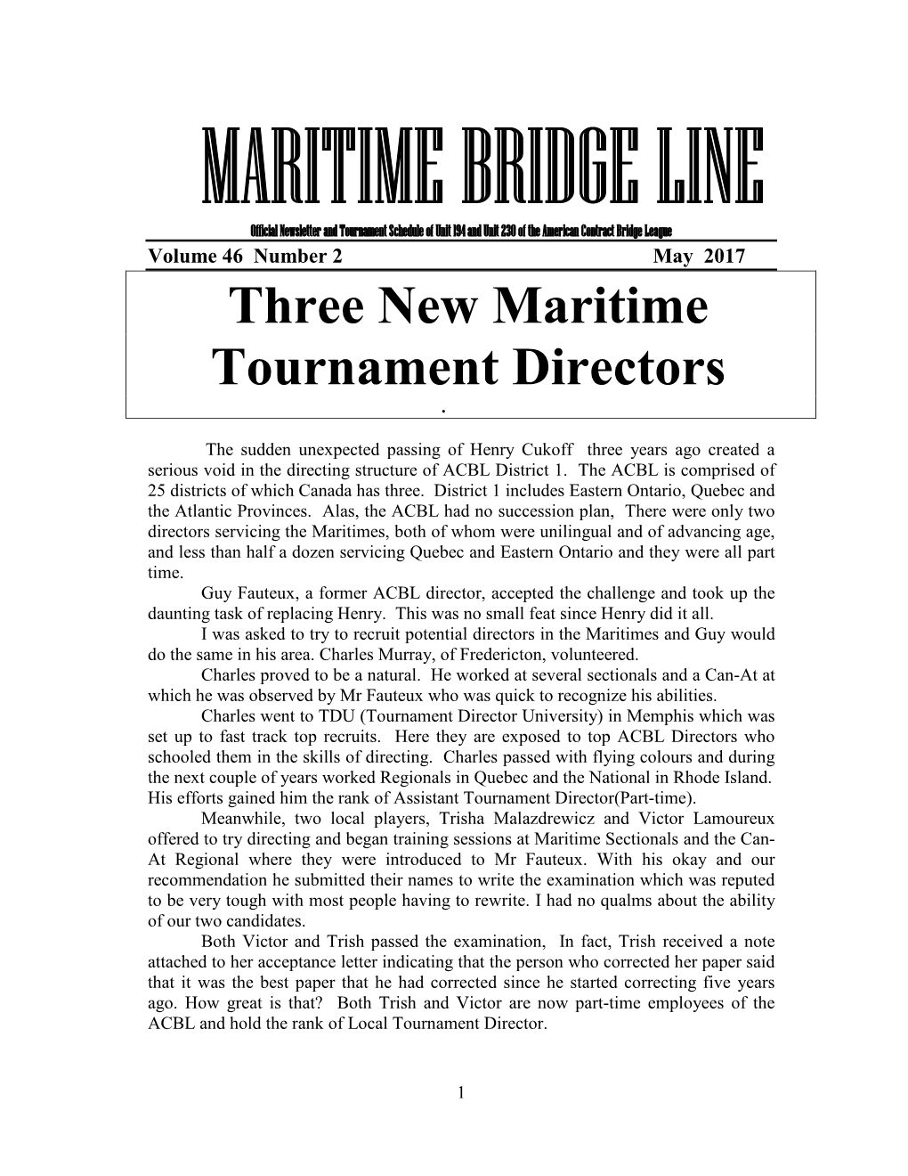 Three New Maritime Tournament Directors