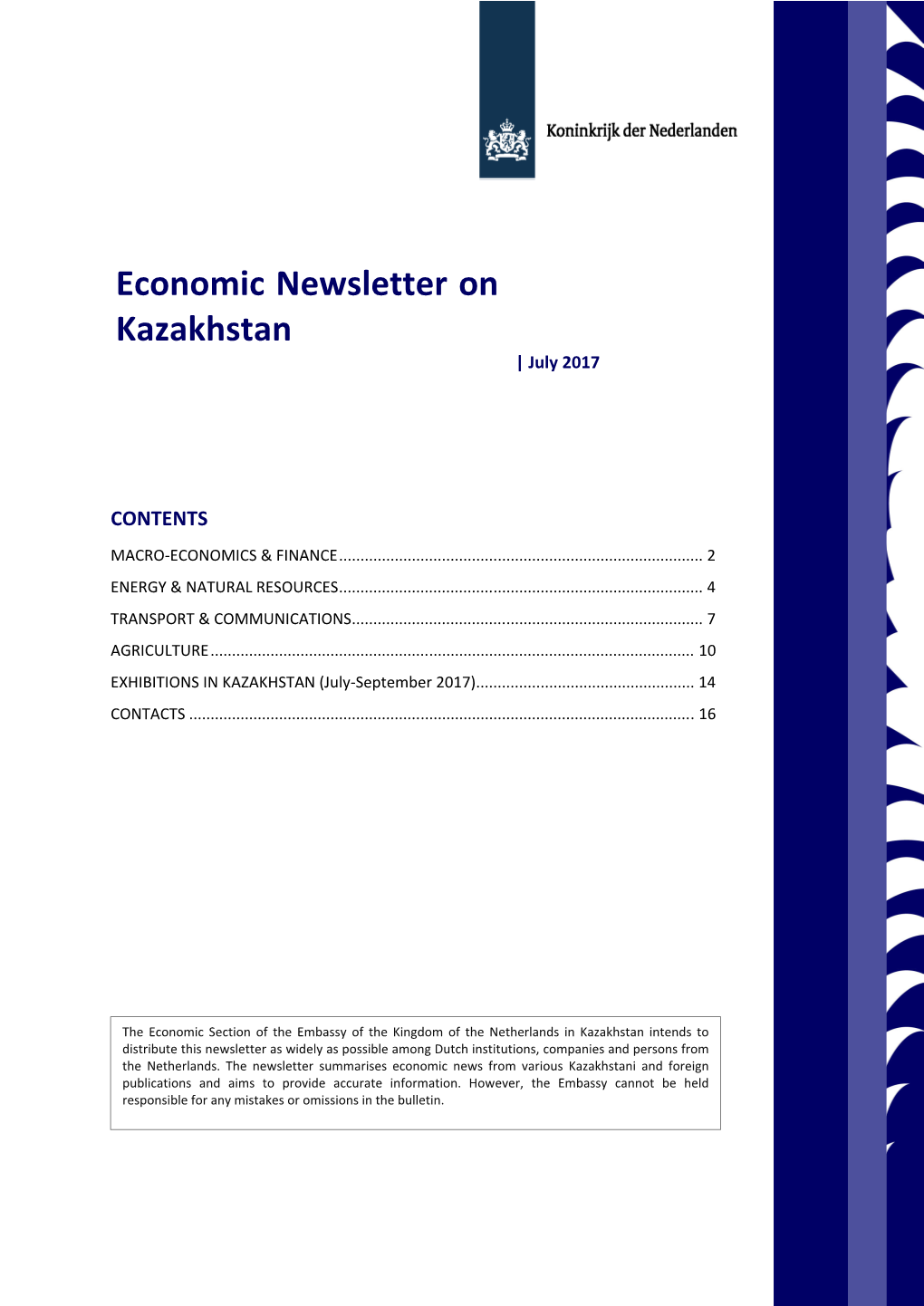 Economic Newsletter on Kazakhstan | July 2017