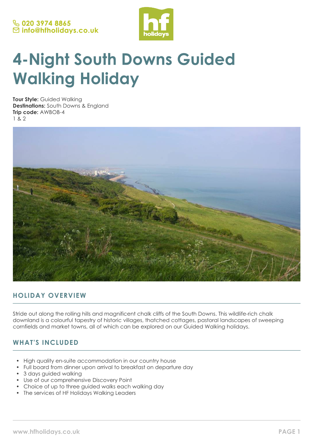 4-Night South Downs Guided Walking Holiday