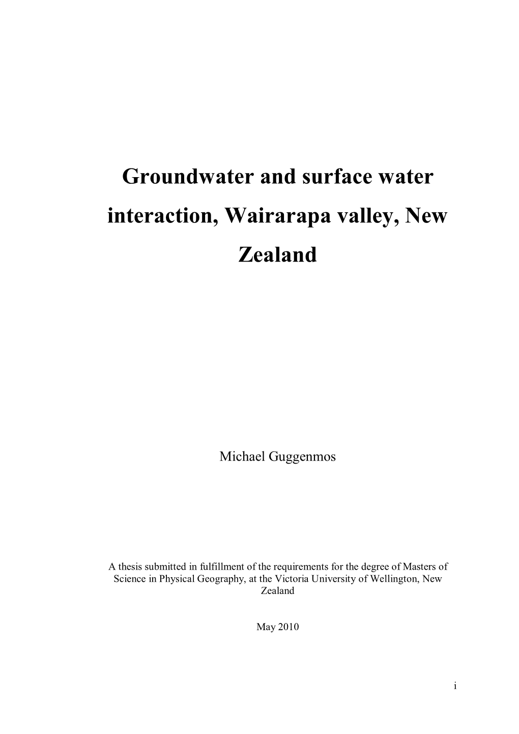 Groundwater and Surface Water Interaction, Wairarapa Valley, New Zealand
