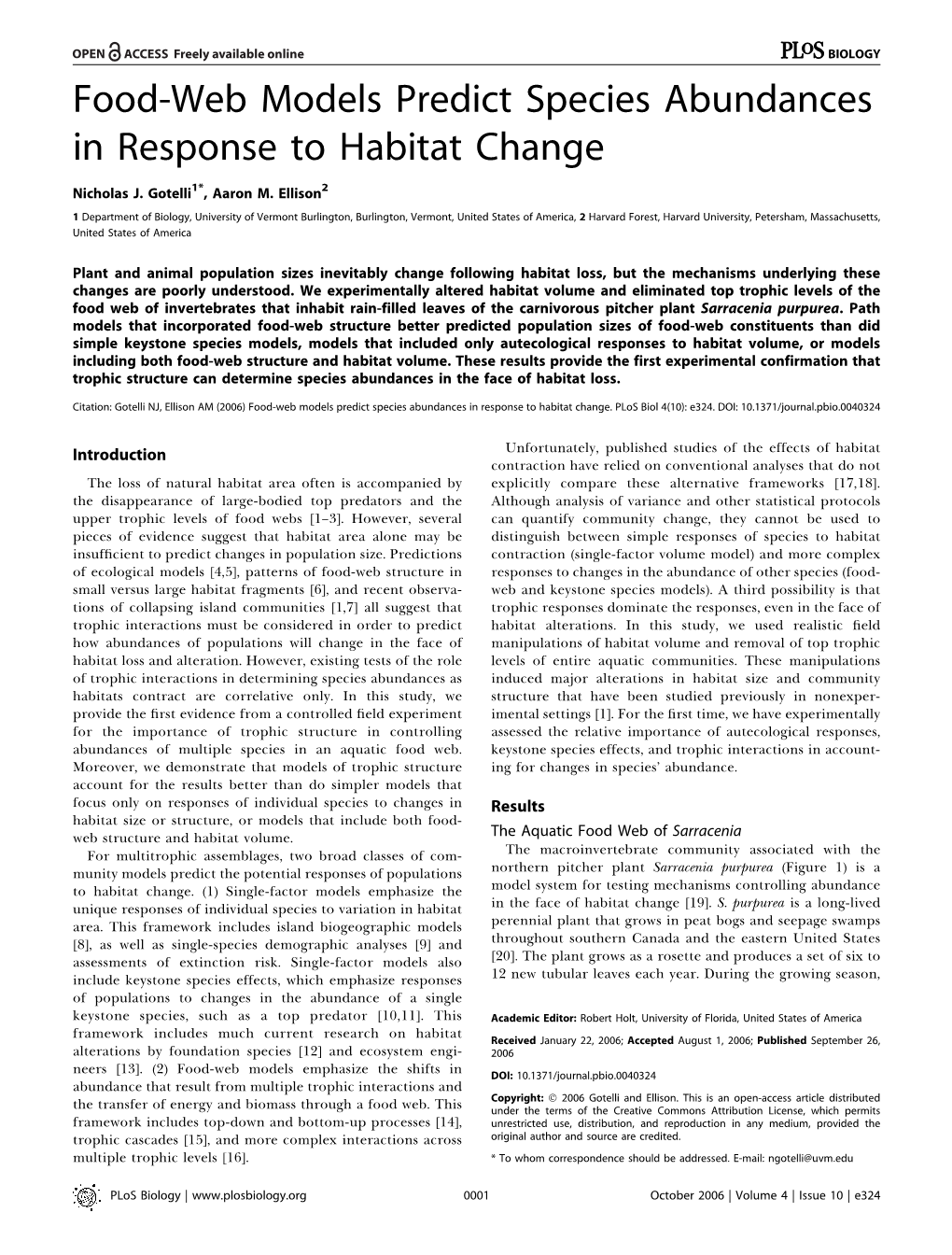 Food-Web Models Predict Species Abundances in Response to Habitat Change