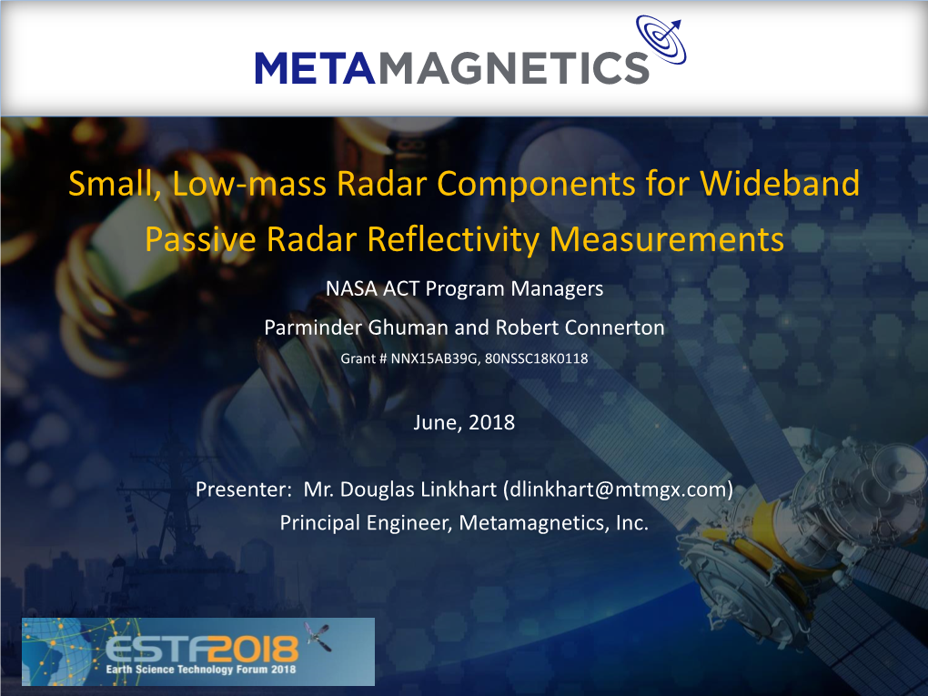 Small, Low-Mass Radar Components for Wideband Passive Radar