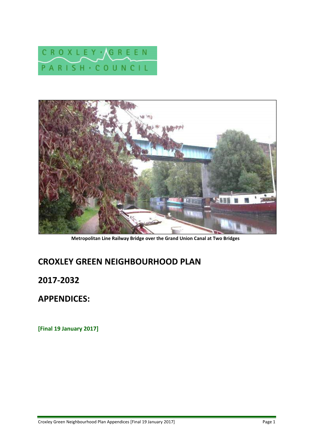 Croxley Green Neighbourhood Plan 2017-2032 Appendices (Pdf)