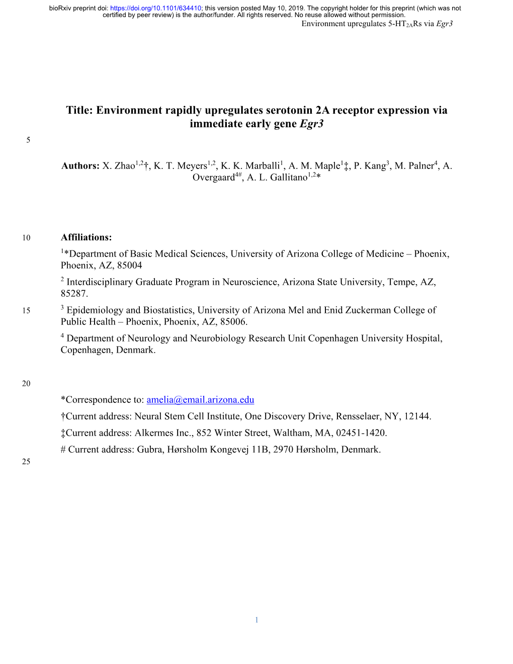 Environment Rapidly Upregulates Serotonin 2A Receptor Expression Via Immediate Early Gene Egr3 5